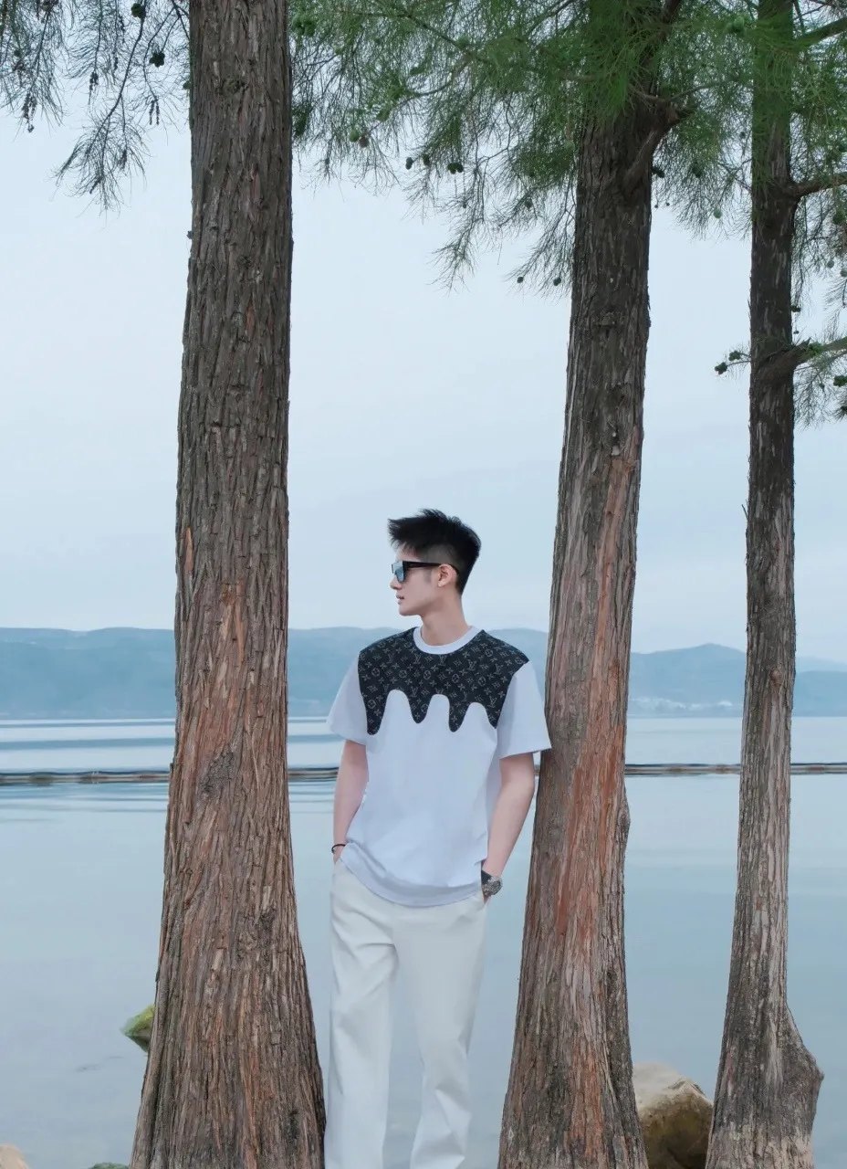 Louis Vuitton/Louis Vuitton presbyopic patchwork printed short sleeves